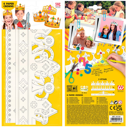 Widmann SRL Set van 6 beschilderbare kronen, 3 soorten assorti