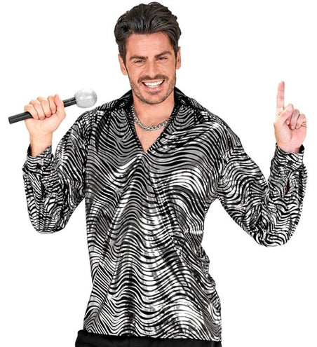 Widmann SRL Shirt disco fever zilver heren