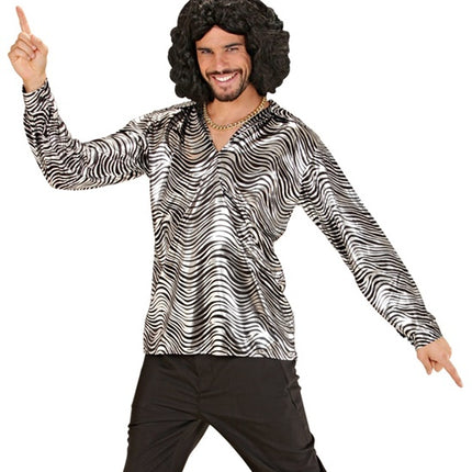 Widmann SRL Shirt disco fever zilver heren