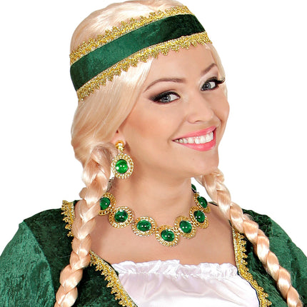 Widmann SRL Sieraden set middeleeuwse koningin groen