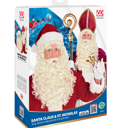Widmann SRL Sinterklaas of Kerstman baard en pruik