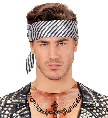 Widmann SRL Sjaaltje satijn  wit met zwarte strepen