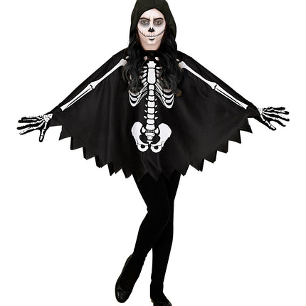 Widmann SRL Skelet poncho halloween kinderen