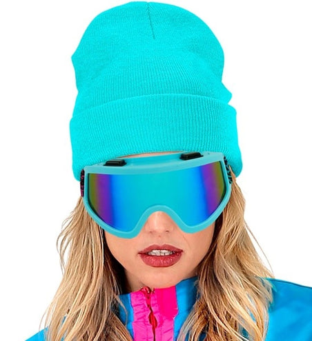 Widmann SRL Ski-bril 80's blauw regenboog luipaardprint Pim