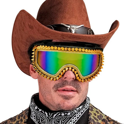 Widmann SRL Ski-bril 80's goud strass-nagels Anouk