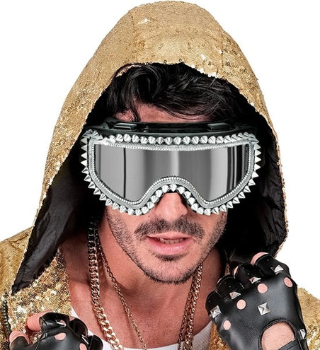 Widmann SRL Ski-bril 80's zilver strass-nagels Maud