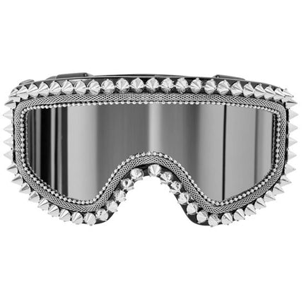 Widmann SRL Ski-bril 80's zilver strass-nagels Maud