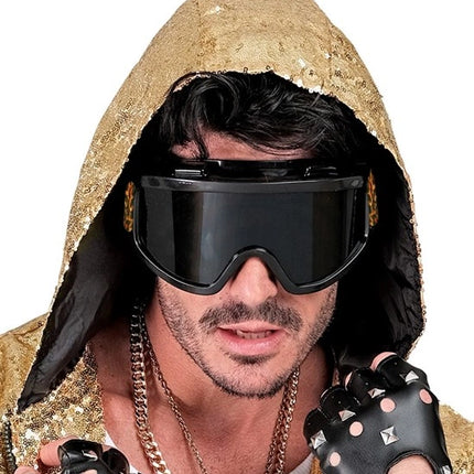 Widmann SRL Ski-bril 80's zwart luipaardprint Jesse