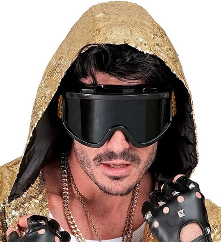 Widmann SRL Ski-bril 80's zwart luipaardprint Jesse