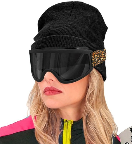 Widmann SRL Ski-bril 80's zwart luipaardprint Jesse