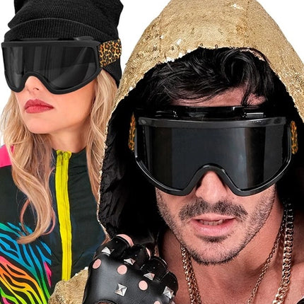 Widmann SRL Ski-bril 80's zwart luipaardprint Jesse