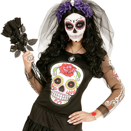 Widmann SRL Sluier met paarse rozen voor Halloween