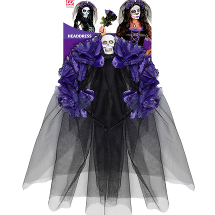 Widmann SRL Sluier met paarse rozen voor Halloween