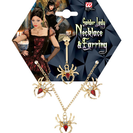 Widmann SRL Spinnen ketting met oorbel