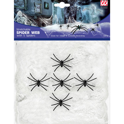 Widmann SRL Spinnenweb 100 gram met 5 spinnen