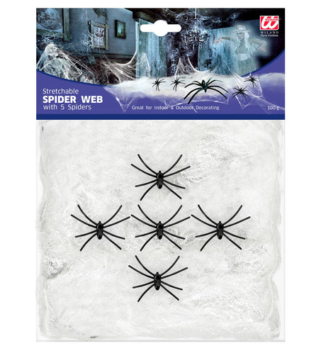 Widmann SRL Spinnenweb 100 gram met 5 spinnen