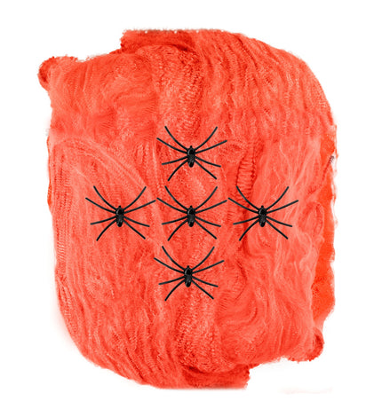 Widmann SRL Spinnenweb oranje 100 gram met 5 spinnen