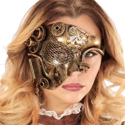 Widmann SRL Steampunk masker bruin goud