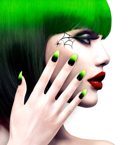 Widmann SRL Stiletto nagels zwart neon groen