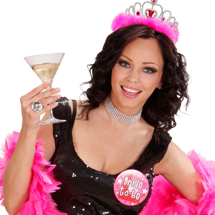 Widmann SRL Tiara prinses roze met hartje en roze marabou