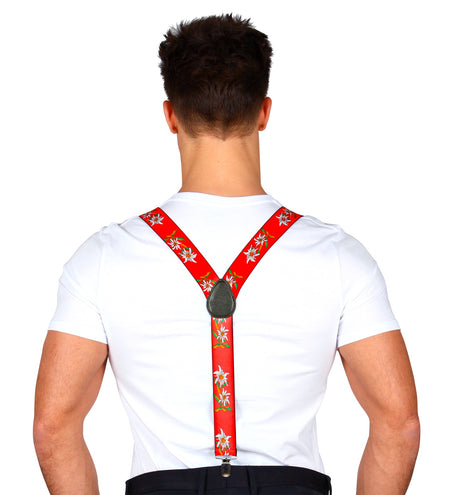 Widmann SRL Tiroler Edelweiss bretels oktoberfeest rood