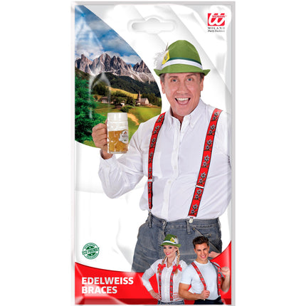 Widmann SRL Tiroler Edelweiss bretels oktoberfeest rood