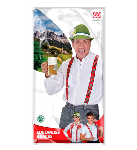 Widmann SRL Tiroler Edelweiss bretels oktoberfeest rood