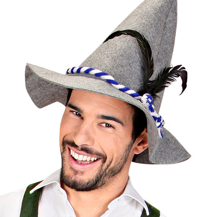 Widmann SRL Tiroler hoed Oktoberfest grijs met veer