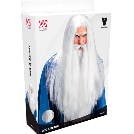 Widmann SRL Tovenaar pruik Merlijn wit