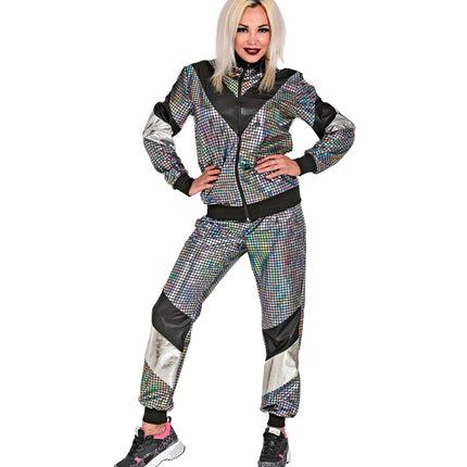 Widmann SRL Trainingspak disco jaren 80 zilver reflecterend