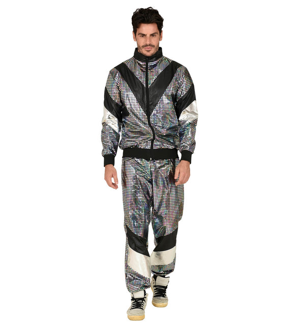 Widmann SRL Trainingspak disco jaren 80 zilver reflecterend