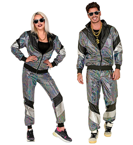 Tracksuit disco 80s silver reflective