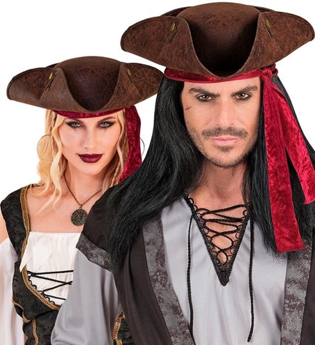 Widmann SRL Tricorn hoed verweerd leer bruin Julia