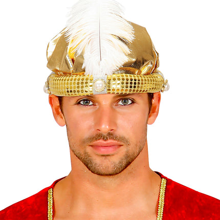 Widmann SRL Tulband sultan in goud met nep parels