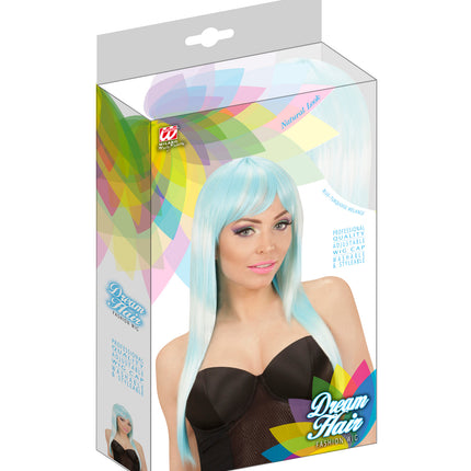 Widmann SRL Turquoise met blauw gemêleerde pruik