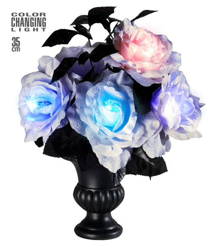 Widmann SRL Vaas met 6 witte rozen met kleurverlichting