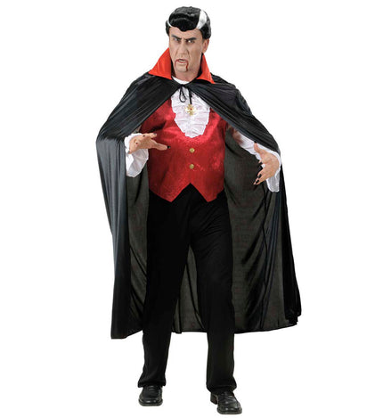 Widmann SRL Vampier cape zwart met rode kraag volwassenen