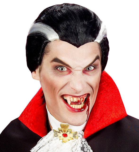 Widmann SRL Vampier pruik zwart met witte strepen