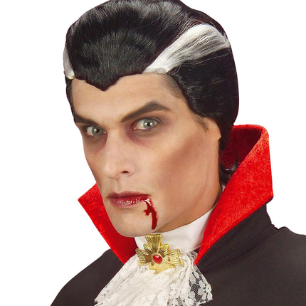 Widmann SRL Vampier pruik zwart met witte strepen