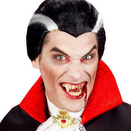 Widmann SRL Vampier pruik zwart met witte strepen