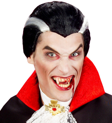 Widmann SRL Vampier pruik zwart met witte strepen