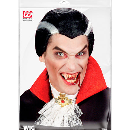 Widmann SRL Vampier pruik zwart met witte strepen