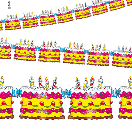 Widmann SRL Verjaardag slinger taarten 3 meter