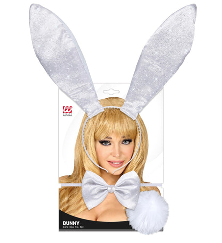 Widmann SRL Verkleedset bunny wit glitters