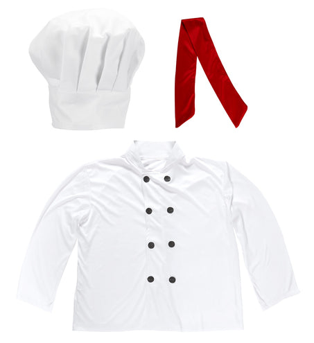Widmann SRL Verkleedset chef Kok met koksbuis, muts en sjaal