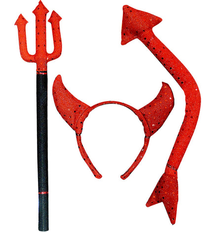 Widmann SRL Verkleedset duivel met drietand hoorns en staart