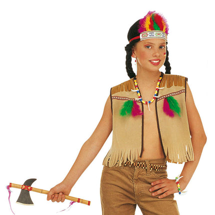 Widmann SRL Verkleedset indiaan vest verentooi en ketting