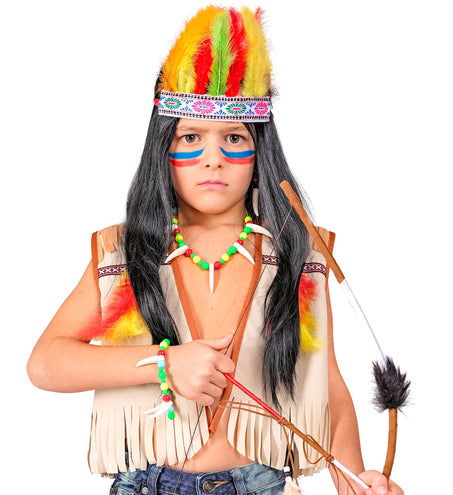 Widmann SRL Verkleedset indiaan vest verentooi en ketting