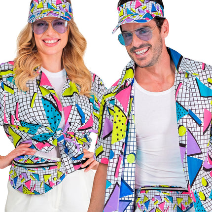 Widmann SRL Verkleedset jaren 80 funky fashion wit