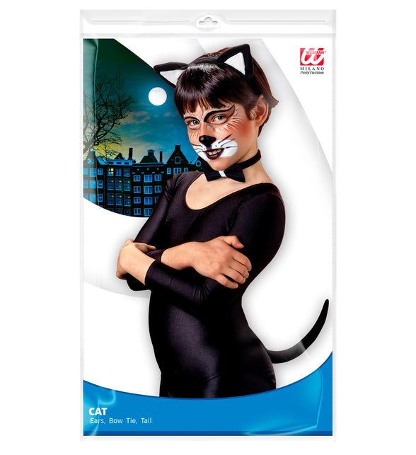 Widmann SRL Verkleedset kat oren staart en strik